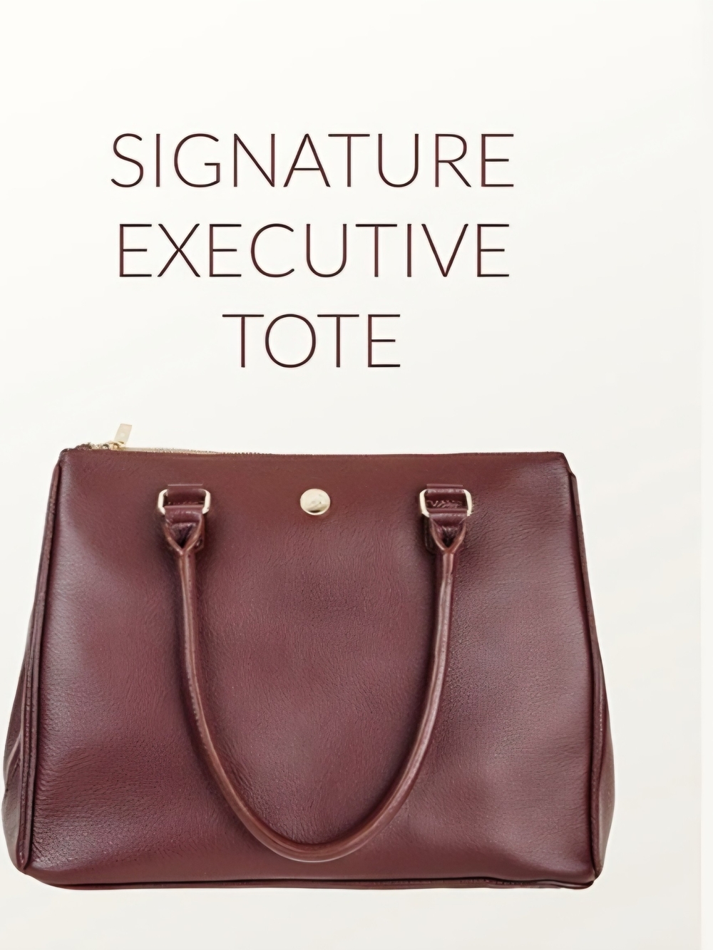Levenger Burgundy Leather Tote with Gold Hardware